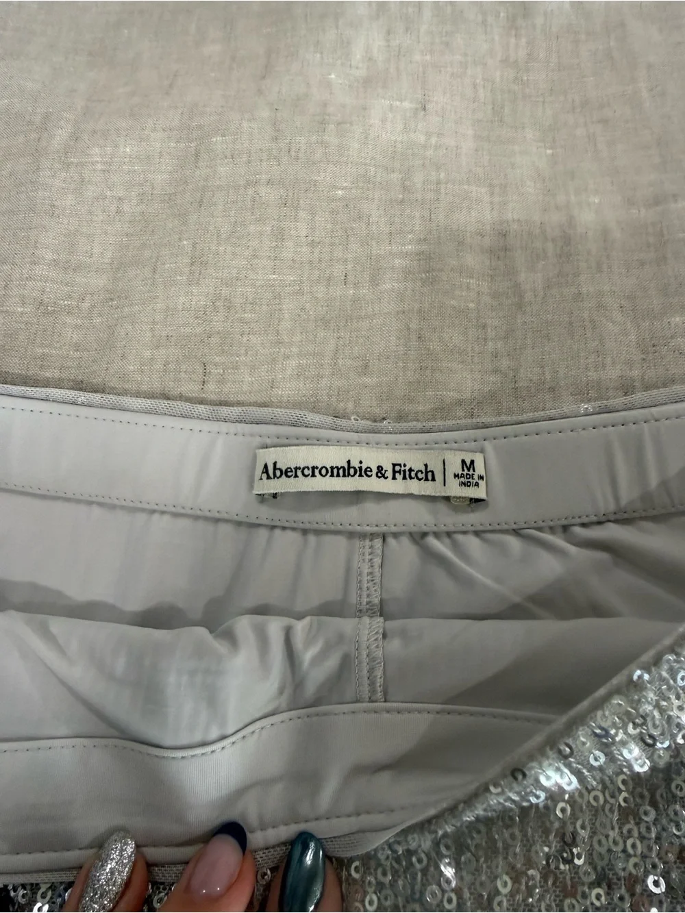 Abercrombie & Fitch Scarlett Silver Sequin Mini Skort